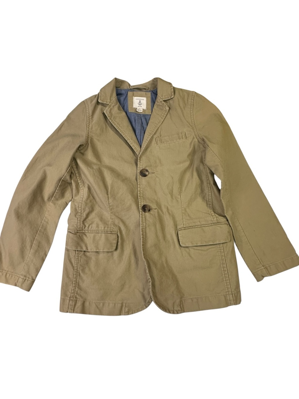 Lands' End Boys Size 7 Khaki Cotton Blazer Jacket Preppy School Dressy